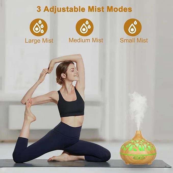 موزع الروائح العطرية بالموجات فوق الصوتية بتصميم شبكي خشبي